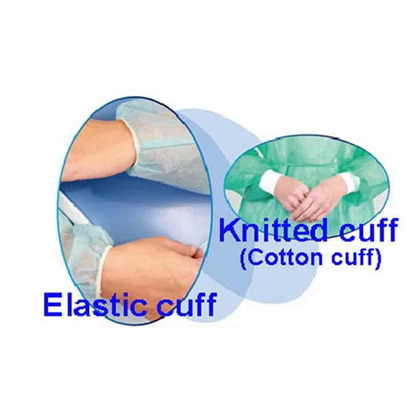 isolation gown elastic cuff and knitted cuff_600