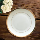 China wholesale gold dinnerware western decorative ceramic dish wedding bone china dinner plate with gold rim
