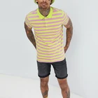 fashion men clothes short sleeve bright stripe t shirt men polo