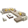 Latest home living room furniture couch U shaped sofa set 7 seater modern style wooden sofa set designs