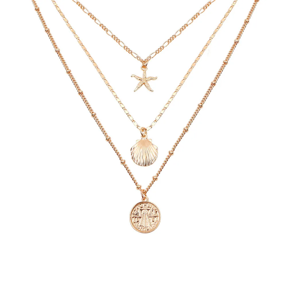 Wholesale Custom Gold Necklace Choker Bohemian Multilayer Starfish Shell Pendant Necklace Vintage Metal Choker Chain Necklace
Wholesale Custom Gold Necklace Choker Bohemian Multilayer Starfish Shell Pendant Necklace Vintage Metal Choker Chain Necklace