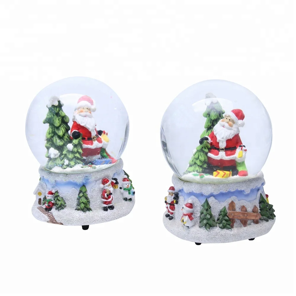 christmas souvenir cheap glass snowball small  polyresin musical