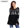 New Arrival Christmas Fashion Sweater Black A-line Casual Fit Scoop Neck Long Sleeve Warm Tops E27720