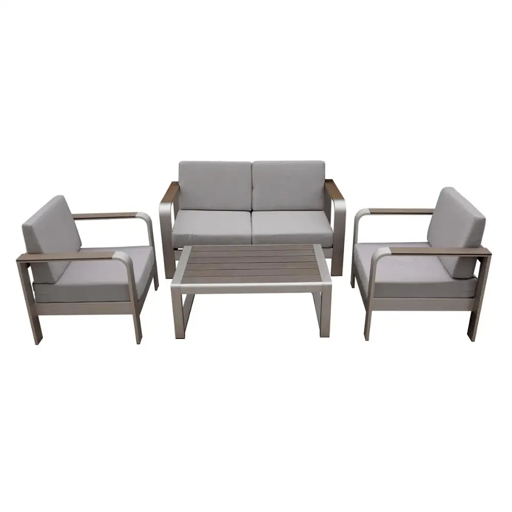 Metal Outdoor Garden Furniture Powder Spraying Aluminium Plastic Wood Sofa Set Buy Metal Garden Furniture Plastic Sofa Set Wooden Garden Furniture