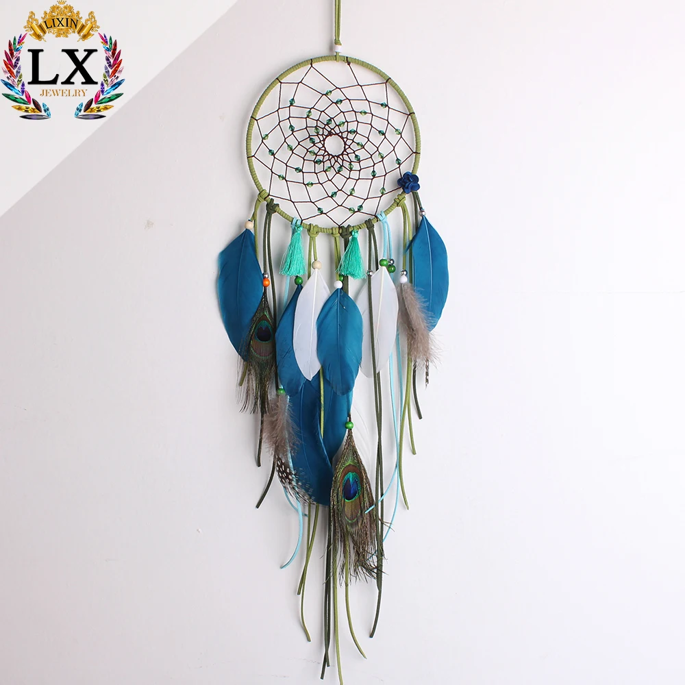 new design summer decoration dream catcher charm peacock feather
