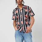 Bangladesh Garment Factory Latest Shirt Design Fashion Short Sleeved Striped Tropical Print Hawaiian Mens Shirts