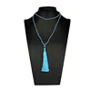 Bohemian glass bead tassel pendant necklace