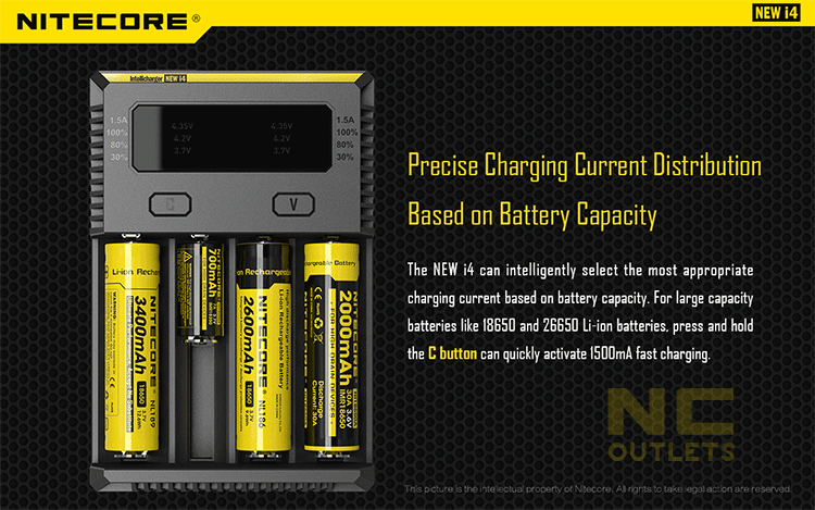 nitecore new i4 eu au uk us plug imr li ion aa 18650 dc 12v