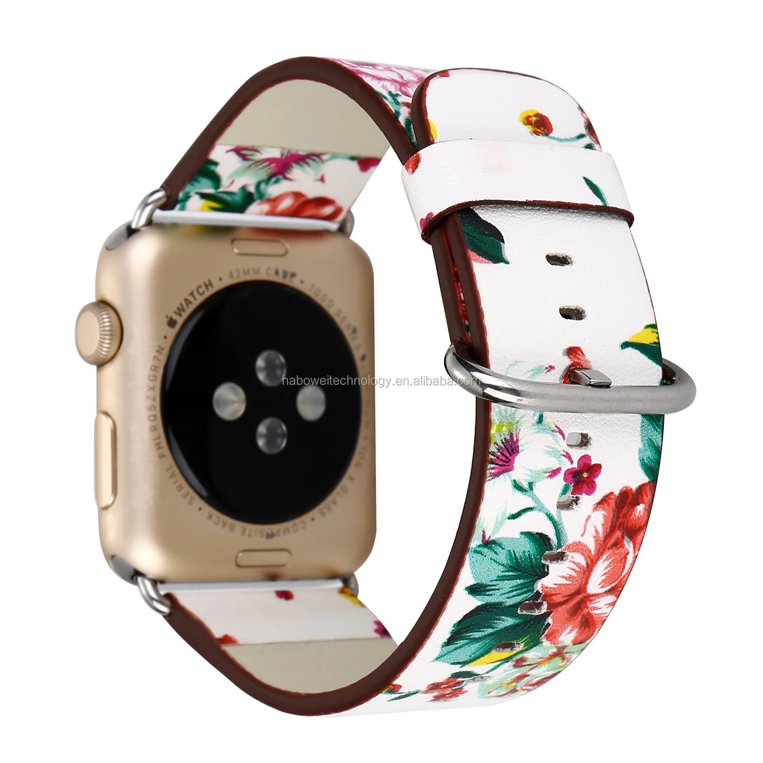 Vintage Flower Leather Watch Band Strap Bracelet For Apple Watch 123 Sport Band 38MM/42mm