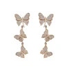 94705 xuping latest gold design top quality charming multiply butterfly 18k gold plated drop earring for party