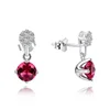 POLIVA 11.11 Promotion Jewelry Fashion Pure 925 Sterling Silver Synthetic Ruby Flat Back Hanging Stud Earrings for Women
