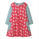 2019 spring summer red short tight body con floral dress with cartoon printed for kids girls