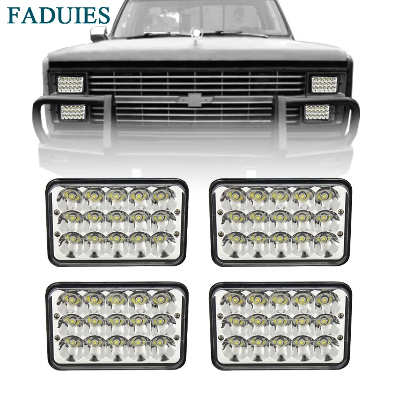 FADUIES Rectangular 1 4x6 Inch LED Headlight For Peterbilt Kenworth Headlamp Replace HID Xenon Headlamps H4651 H4652 H4656 H4666 (11)