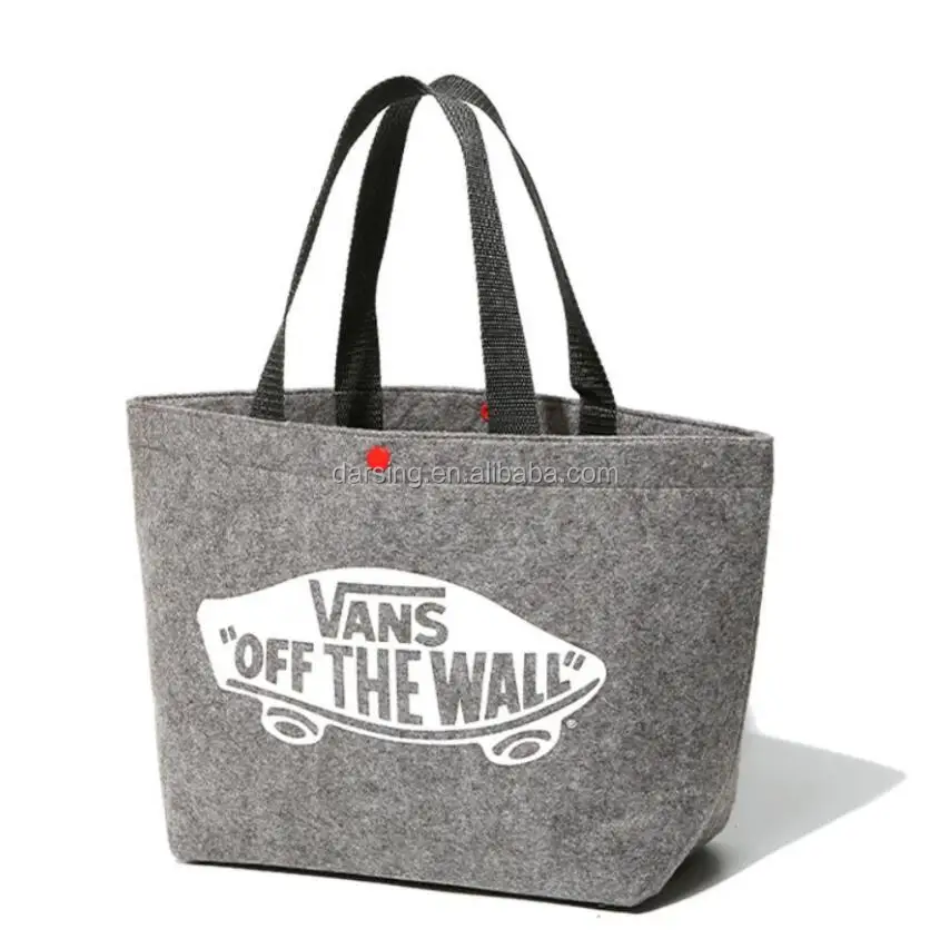 Custom eco cute grey women felt reversible shopping tote bag for women