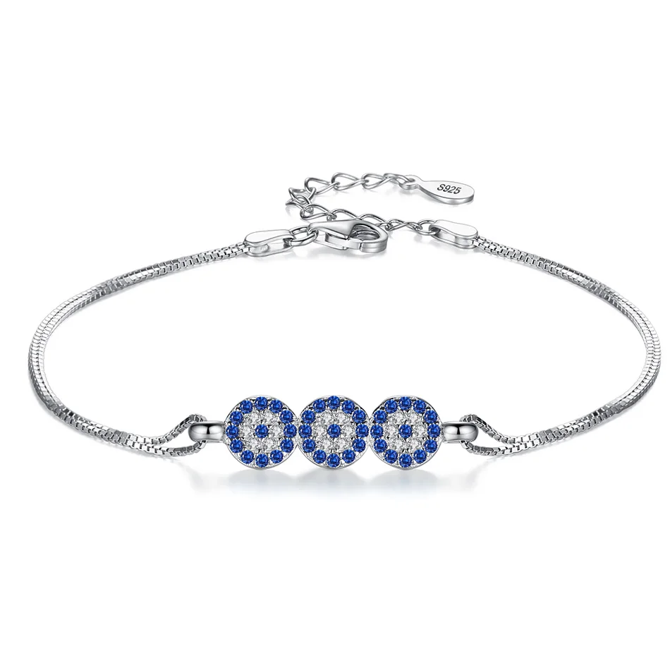 925 Sterling Silver Luxury Round Blue Eyes Charm Bracelets with Cubic Zircon Adjustable Bracelet Female Lucky Jewelry
925 Sterling Silver Luxury Round Blue Eyes Charm Bracelets with Cubic Zircon Adjustable Bracelet Female Lucky Jewelry