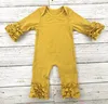 NO MOQ Wholesale Infant Cotton Ruffle Fall Plain Baby Rompers