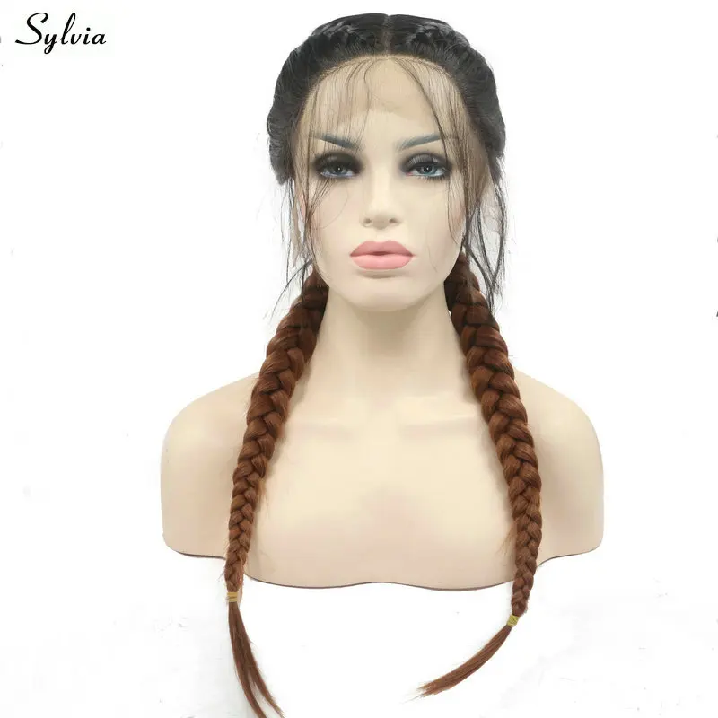 black ombre brown synthetic lace front wig (3)