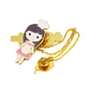 China factory custom die struck gold metal enamel girls lapel pin with necklace