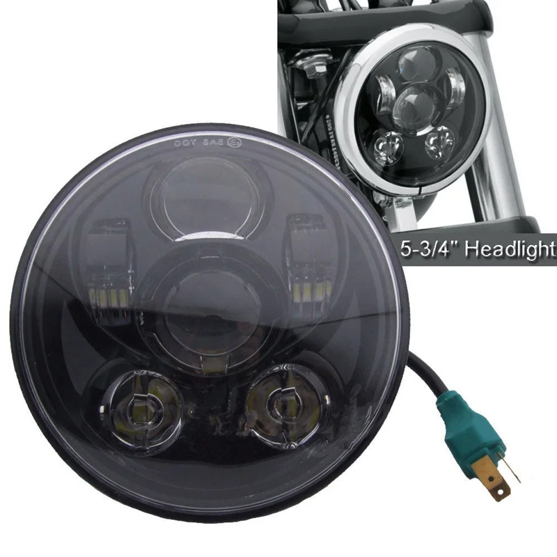 5.75 in LED Motorcycle DRL Bulb Projector Daymaker Headlight Black For Harley