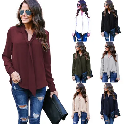Free Shipping 2019 NEW Women Blouse Long Sleeve Sexy V Neck Chiffon Shirts Casual Loose Work Office Ladies Tie Tops Plus Size
Free Shipping 2019 NEW Women Blouse Long Sleeve Sexy V Neck Chiffon Shirts Casual Loose Work Office Ladies Tie Tops Plus Size