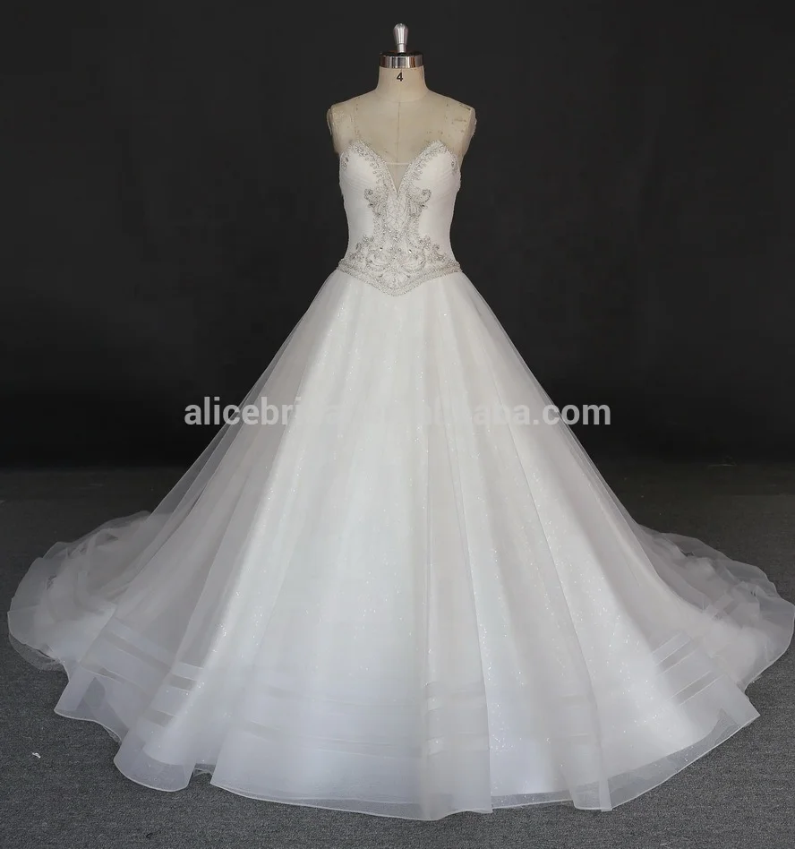 قوانغتشو مصنع أنيق بسيط الدانتيل تصميم سندريلا فستان الزفاف فساتين الزفاف