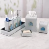 Modern bathroom products 6pcs glass bath accessory set with decoration agate
