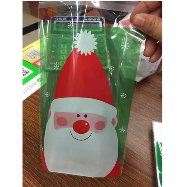 self-adhesive plastic gift bag christmas day printed opp clear
