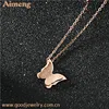 Frosted double butterfly 18k rose gold short collarbone necklace.