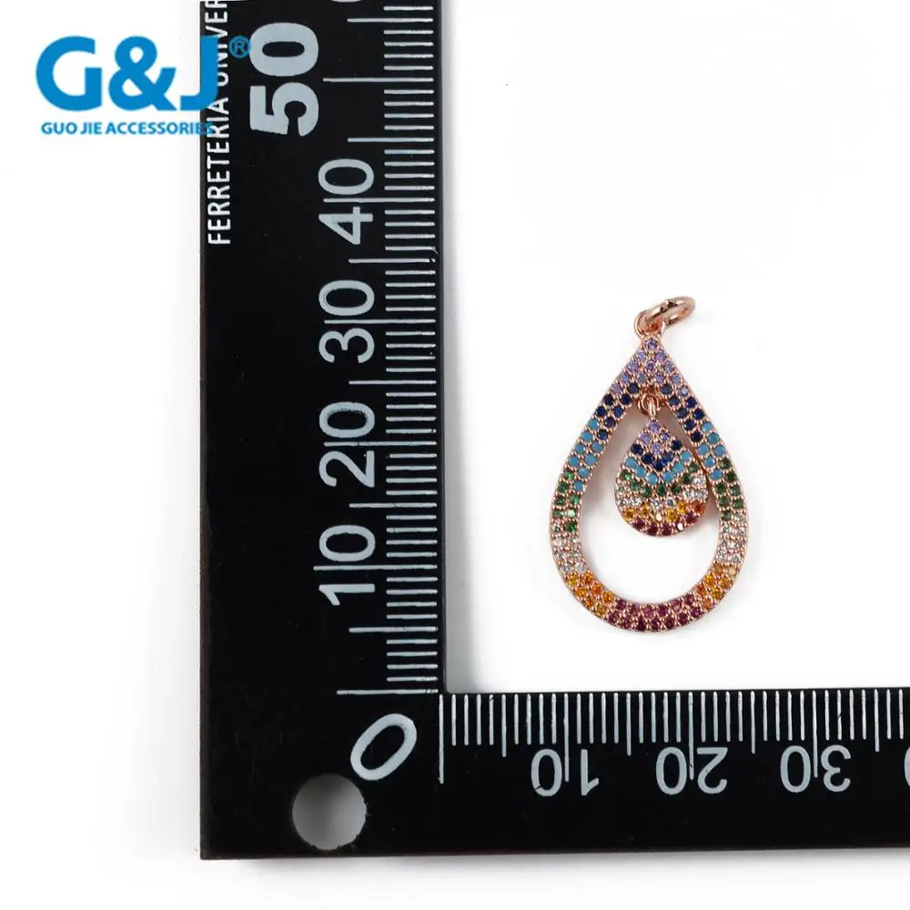 Guojie brand wholesale charms custom fashion micro pave CZ pear shape silver bead charm pendant