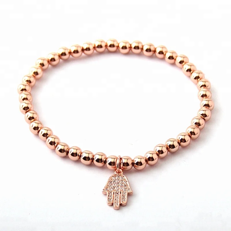 Round Rose Gold Copper Beads Cubic Zircon Fatimas Hand Charm Bracelets & Bangles, 4 color
Round Rose Gold Copper Beads Cubic Zircon Fatimas Hand Charm Bracelets & Bangles, 4 color