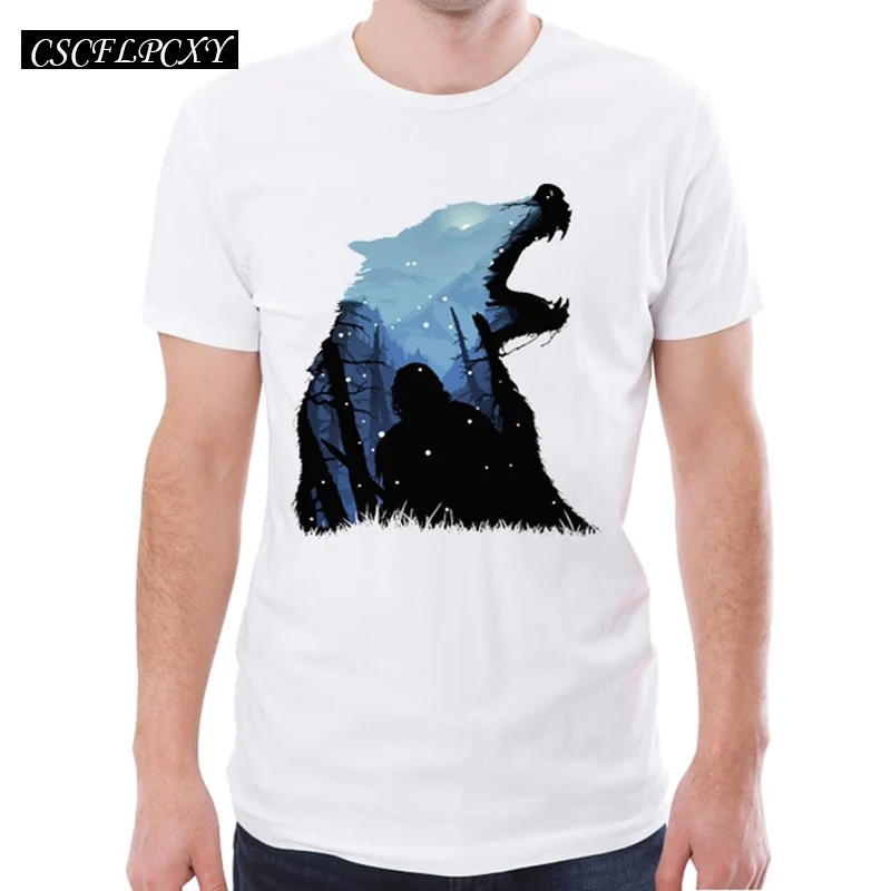 Jon-Snow-King-of-The-North-Men-T-shirt-Wolf-Printed-Tee-Hunters-are-coming-t.jpg_640x640