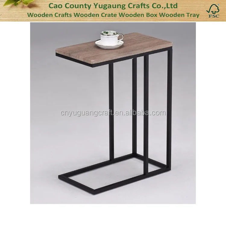 Fashion vintage wooden table with metal frame, coffee table