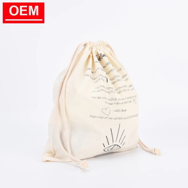 wholesale printed gift canvas cotton drawstring bag customized