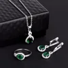 925 silver emerald green crystal stone jewelry set