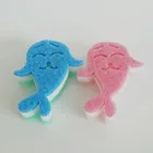 Fish shape colorful heavy duty soft kitchen cleaning scourer / scrubber sponge pad