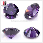 Large Round Brilliant Cut Facets Gems Machine Cut dark amethyst cubic zirconia For Pendant