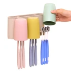 Suction Set Bathroom Plastic Toothpaste Cup Wall Mount Toothbrush Holder