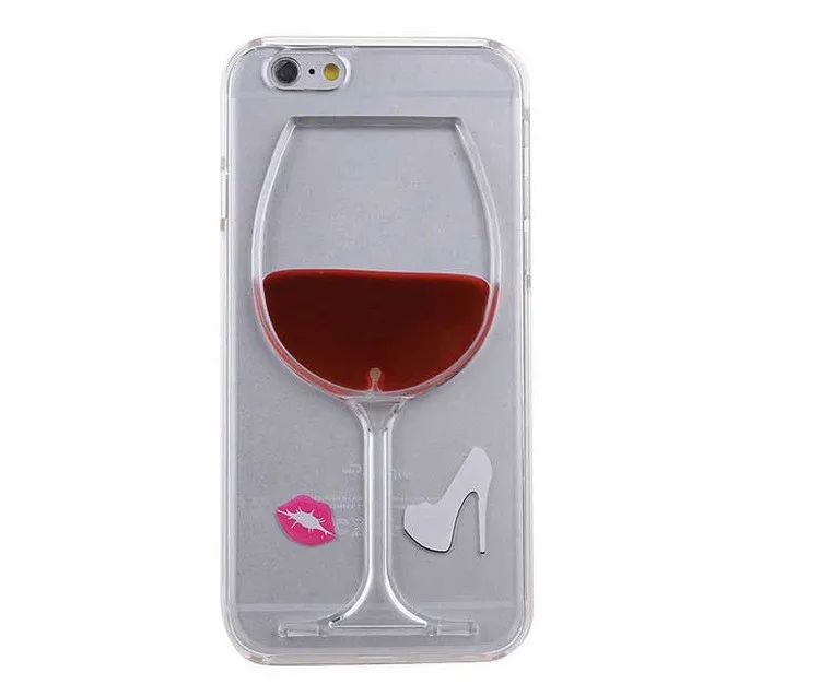 plastic clear liquid drip flowing red wine cup phone case for iphone 6 6s