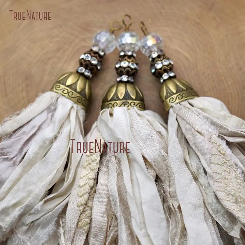20171206-PM8971- Ivory Sari Silk Tassel Pendant Electroplating Bronze Color_7