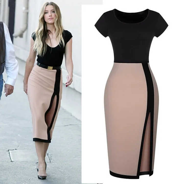 Instyles women 's Celeb Sexy Open Fork High Waist Pencil Dress Cocktail Party Bodycon Tunic Dress ZT003300 fashion Supplier Clo