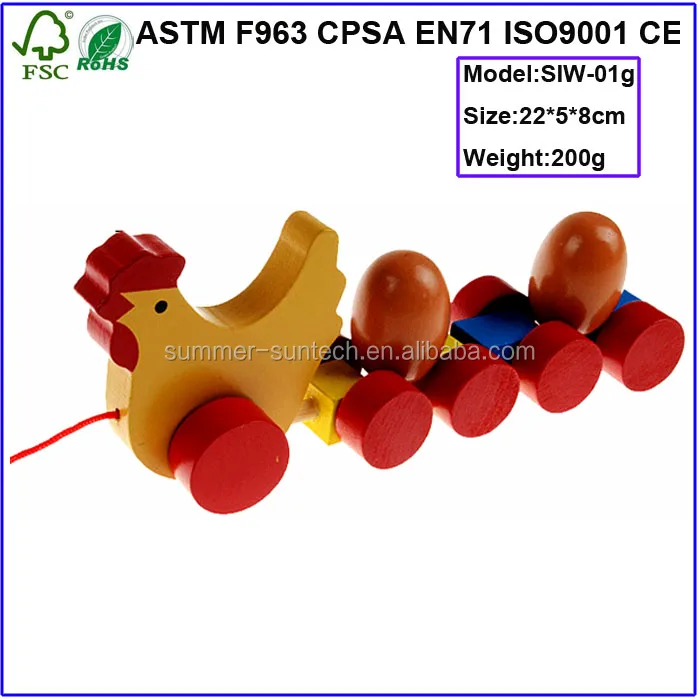 2016 New Imitate wooden Toys pull along chicken & eggs