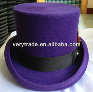 fashion 100% wool felt white top hat