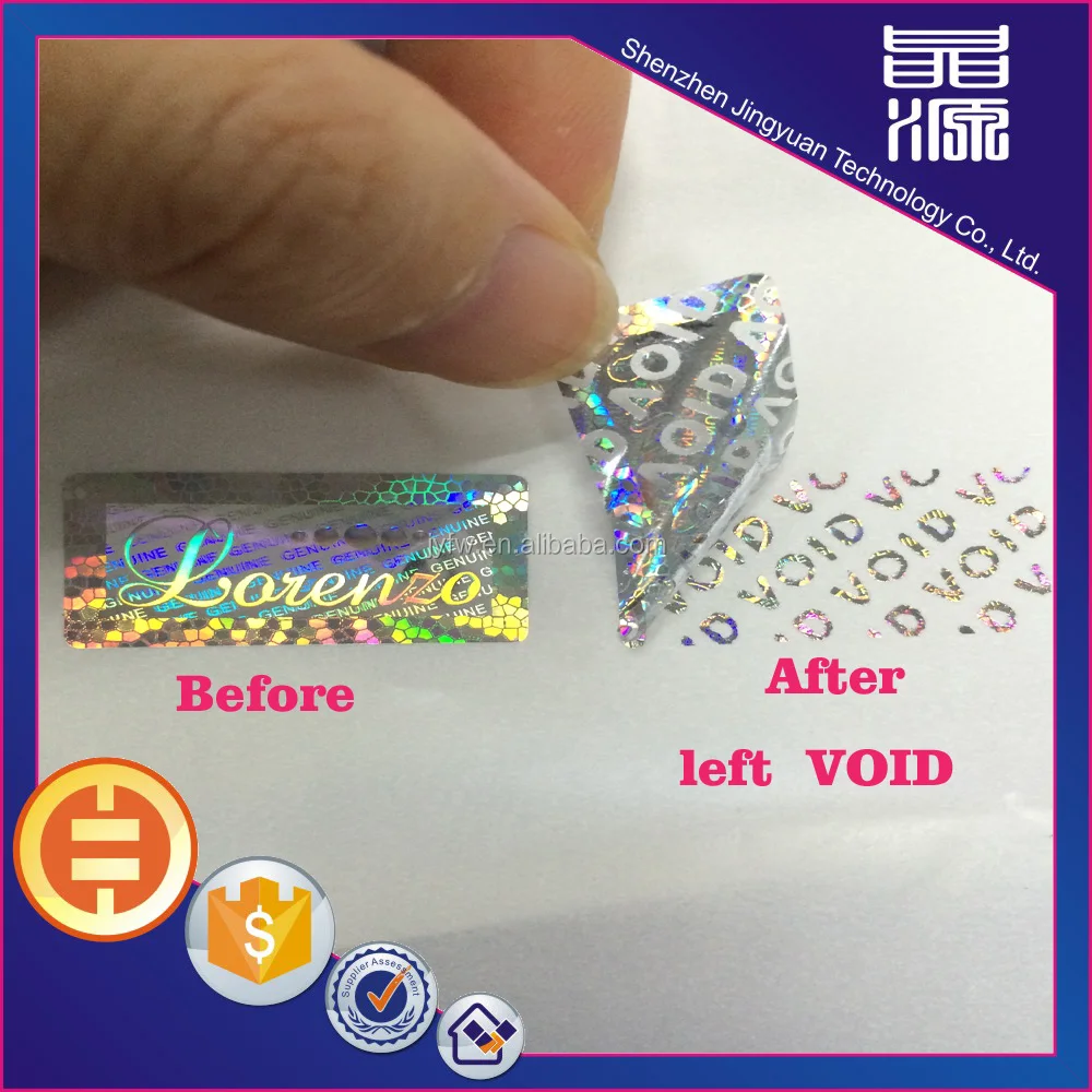 Professional custom laser hologram anti-counterfeit label mortgage-time security void opened Quality Assurance