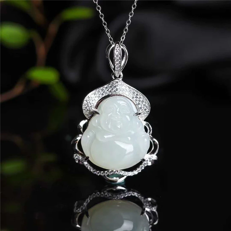 SGARIT jade stone jewelry 925 silver buddha natural hetian white jade charm pendant for women
SGARIT jade stone jewelry 925 silver buddha natural hetian white jade charm pendant for women
