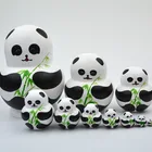 Handmade wooden panda nesting dolls for kids