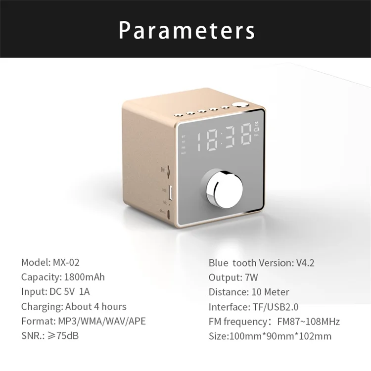 Easiny MX-02 Hifi sound quality custom sound loud LED alarm clock radio MP3 player wireless portable subwoofer car tws speaker - ANKUX.COM