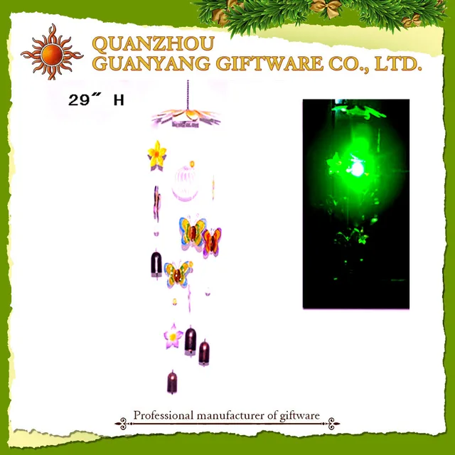 butterfly wind chime wind bell with solar light