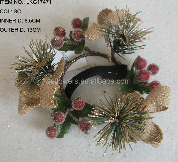 artificial suger polyfoam berries with pine needle burlap for