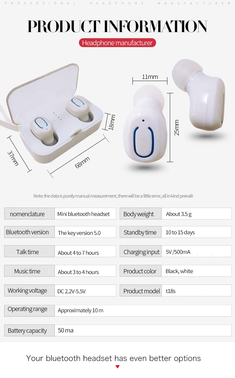 OEM/ODM Wireless Earphone Headphone T18S Sport Blue Tooth Earphone - ANKUX.COM