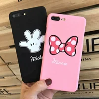

Cute Minnie Mickey Cases For iPhone7/6plus/8 Mobile Phone Shell Frosted Hard Case For iPhone 5S Couple Cartoon Cover Back